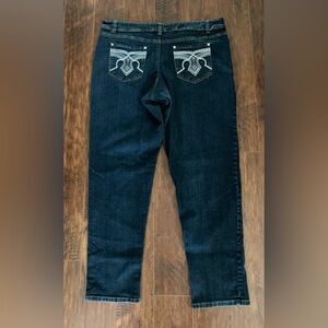 Level 25 Womens SZ 20 Dark Blue Jeans with Embellished Pockets  LIKE NEW!